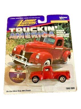 Die Cast Johnny Lightning Truckin America 1940 Ford Red Truck #8 Metal 1:64 1997